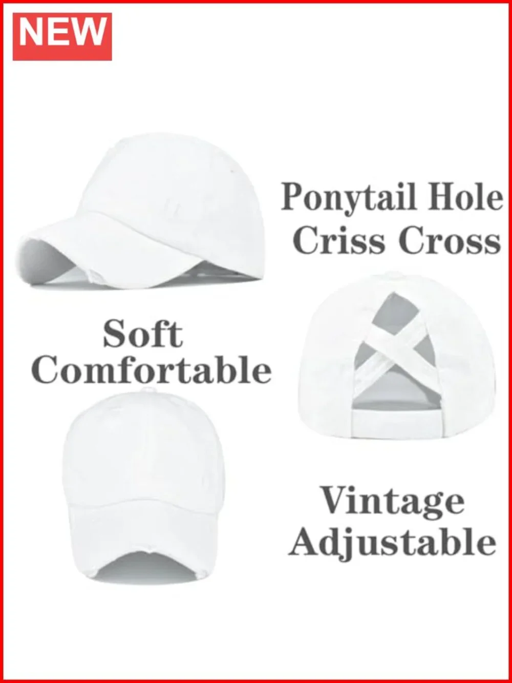 Ponytail Criss Cross Baseball Cap High Messy Bun Trucker Hat Cotton Washed Dad